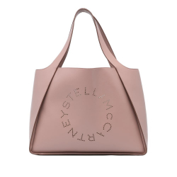 Stella McCartney AB Stella McCartney Brown Nude Chemical Fiber Fabric Perforated Logo Faux Leather Tote Italy