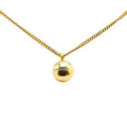 Chanel B Chanel Gold Gold Plated Metal Sphere Charm Pendant Necklace France