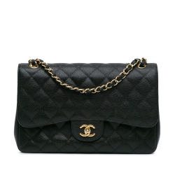 Chanel B Chanel Black Caviar Leather Leather Jumbo Classic Caviar Double Flap Italy