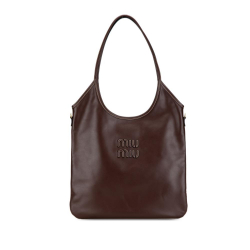 Miu Miu AB Miu Miu Brown Dark Brown Calf Leather Ivy Tote Italy