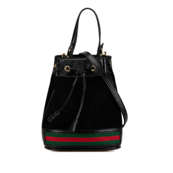 Gucci AB Gucci Black Suede Leather Small Ophidia Bucket Bag Italy