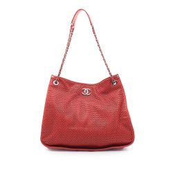 Chanel B Chanel Red Calf Leather Perforated skin Up In The Air Tote Italy