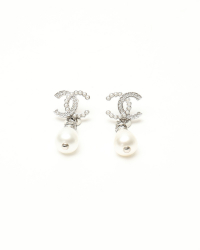 Chanel CC Pearl Dangling Earrings