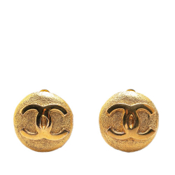 Chanel B Chanel Gold Gold Plated Metal CC Clip On Earrings France