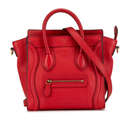 Celine B Celine Red Calf Leather Nano Luggage Tote Italy