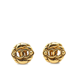 Chanel B Chanel Gold Gold Plated Metal CC Clip On Earrings France