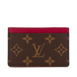 Louis Vuitton AB Louis Vuitton Brown with Red Monogram Canvas Canvas Monogram Card Holder Spain