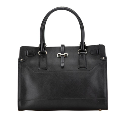 Salvatore Ferragamo B Ferragamo Black Calf Leather Medium Briana Tote Italy