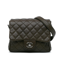 Chanel B Chanel Brown Dark Brown Caviar Leather Leather CC Quilted Caviar Crossbody Italy