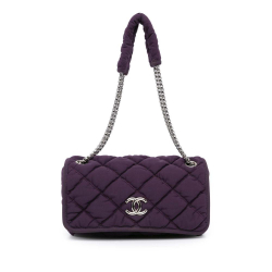 Chanel AB Chanel Purple Nylon Fabric Small Quilted Bubble Flap Italy