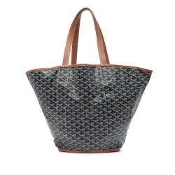 Goyard AB Goyard Blue Dark Blue Coated Canvas Fabric Goyardine Reversible Belharra Tote France