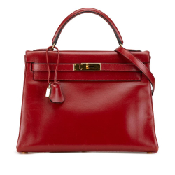 Hermès B Hermès Red Calf Leather Box Kelly Retourne 32 France