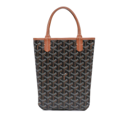 Goyard AB Goyard Black with Brown Coated Canvas Fabric Goyardine Poitiers France