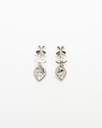 Chanel Coco Mark Clover Heart Stone Earrings