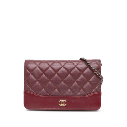 Chanel B Chanel Red Bordeaux Calf Leather Quilted Aged skin Gabrielle Wallet on Chain Italy