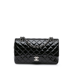 Chanel B Chanel Black Patent Leather Leather Medium Classic Patent Double Flap France