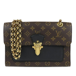 Louis Vuitton B Louis Vuitton Brown with Black Monogram Canvas Canvas Monogram Victoire Spain