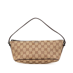 Gucci AB Gucci Brown Beige Canvas Fabric GG Boat Italy