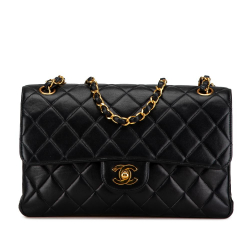 Chanel B Chanel Black Lambskin Leather Leather Medium Classic Lambskin Double Sided Flap France