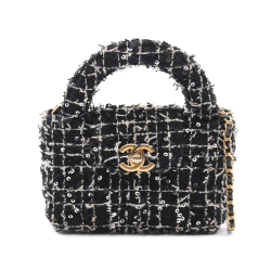 Chanel AB Chanel Black Tweed Fabric Nano Kelly Clutch on Chain Italy