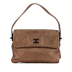 Chanel B Chanel Brown Bronze Calf Leather CC Quilted skin Mademoiselle Flap Italy