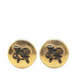 Hermès B Hermès Gold Gold Plated Metal Horn Sellier Clip On Earrings France