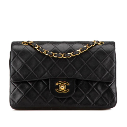 Chanel B Chanel Black Lambskin Leather Leather Small Classic Lambskin Double Flap France