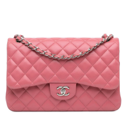 Chanel B Chanel Pink Light Pink Lambskin Leather Leather Jumbo Classic Lambskin Double Flap France