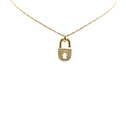 Christian Dior B Dior Gold Gold Plated Metal Rhinestones Padlock Pendant Necklace Germany