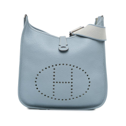 Hermès AB Hermès Blue Light Blue Calf Leather Clemence Evelyne III GM France