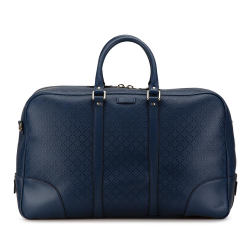 Gucci B Gucci Blue Dark Blue Calf Leather Bright Diamante Travel Bag Italy