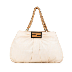 Fendi B Fendi Brown Beige Canvas Fabric Large Zucca Mia Tote Italy