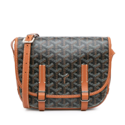 Goyard AB Goyard Black with Brown Coated Canvas Fabric Goyardine Belvedere PM France