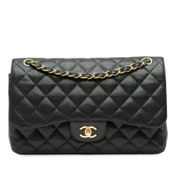 Chanel B Chanel Black Caviar Leather Leather Jumbo Classic Caviar Double Flap France