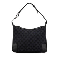 Gucci B Gucci Black Canvas Fabric GG Shoulder Bag Italy