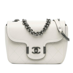 Chanel AB Chanel White Calf Leather Paris-Greece skin Archi Chic Flap Italy