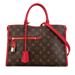 Louis Vuitton AB Louis Vuitton Brown with Red Monogram Canvas Canvas Monogram Popincourt PM France