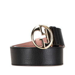 Gucci AB Gucci Black with Pink Calf Leather 1973 Reversible Belt Italy