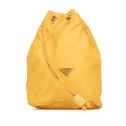 Prada B Prada Yellow Nylon Fabric Tessuto Drawstring Pouch Italy