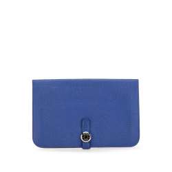 Hermès B Hermès Blue Dark Blue Calf Leather Togo Dogon Duo Wallet France