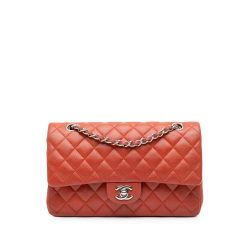 Chanel B Chanel Orange Dark Orange Caviar Leather Leather Medium Classic Caviar Double Flap France