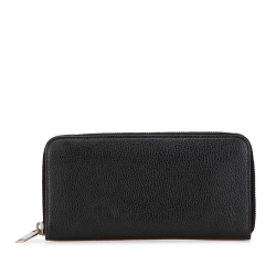 Saint Laurent AB Saint Laurent Black Calf Leather Zip Around Long Wallet Italy