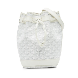 Goyard AB Goyard White Coated Canvas Fabric Goyardine Petit Flot Bucket Bag France