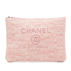 Chanel AB Chanel Pink Light Pink Tweed Fabric Medium Deauville O Case Italy