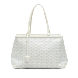 Goyard B Goyard White Ivory Coated Canvas Fabric Goyardine Bellechasse PM France