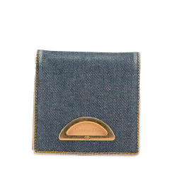 Christian Dior B Dior Blue Denim Denim Fabric Malice Bifold Wallet Italy