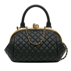 Chanel B Chanel Black Calf Leather Small Quilted skin Colosseum Lock Frame Bowling Bag France