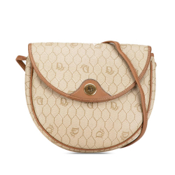 Christian Dior B Dior Brown Beige Coated Canvas Fabric Honeycomb Crossbody France