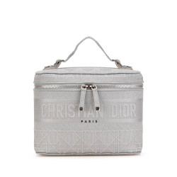 Christian Dior B Dior Gray Canvas Fabric Cannage Diortravel Vanity Case Italy