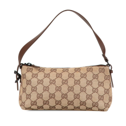 Gucci AB Gucci Brown Beige Canvas Fabric GG Shoulder Bag Italy